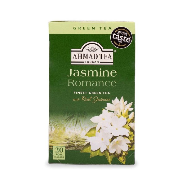 Ahmad Tea Green Tea, Jasmine Romance Teabags, 20 ct (Pack of 6) - Caffeinated & Sugar-Free