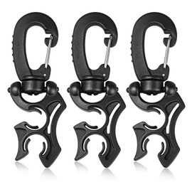Dawitrly 3 Pieces Diving Hose Holder Clip Diving Double BCD Hose Clip with Snap Hook Buckle for Dive Snorkeling Equipment Accessories Black