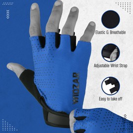 WIDZAR Cycling Gloves for Men and Women Half Finger Gloves, Ideal for Bicycle, Bike Riding, Weight Lifting, Gym Training - Light Weight and Breathable Design with Strong Grip (Blue, XXL)