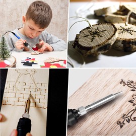 Pyrography Soldering Iron Set, Temperature Adjustable 200~450 °C, 2-in-1 Soldering Iron Wood Burning Pen with Carry Bag, 60 W Electric Soldering Iron Set for Wood, Leather Engraving, Sculpture Wood