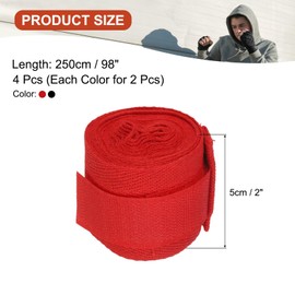 PATIKIL Boxing Hand Wraps, 98 Inch Length Elastic Boxing Wraps Cotton Fist Mitts Wrist Straps Protection for Muay Thai Martial Arts Kickboxing Bandages, Red/Black