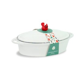 MINI CERAMIC BAKER -8.5 DIAMETER OVAL, WHITE, CARDINAL