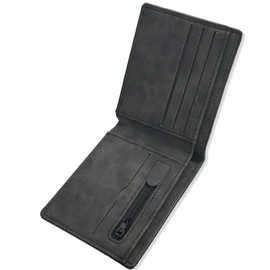 Leather Wallet for Men, Slim Soft Bifold Wallet with Card Holder Banknote Compartments and Coin Pocket, Compact and Functional for Work Business or Travel Simplicity Purses for Men UK (Black)