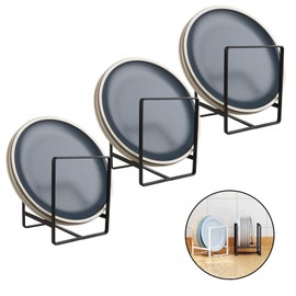 AKOLAFE 2 Stück Tellerhalter 14x12x11.5cm Tellerständer Abtropfgestell Geschirr Metall Teller Organizer Schrank Schwarz Aufbewahrung Organizer für Geschirr, Topfdecke