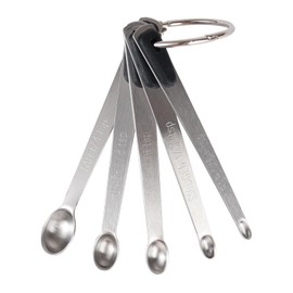 BERYLER Mini Measuring Spoons Set, Tiny Stainless Steel Measure Teaspoons with Black Silicone Handle, Suitable for Small Amount of Dry or Liquid Ingredients and Spices (1/64, 1/32, 1/16, 1/8, 1/4 tsp)
