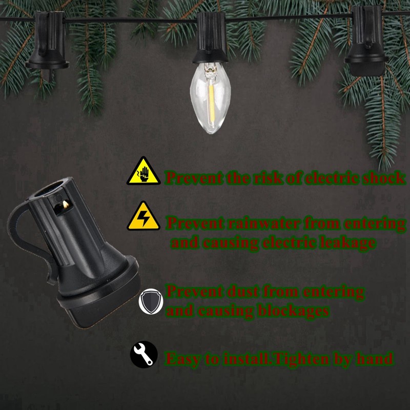 10pcs C7 Light Socket Safety Cap Plugs,C7/E12 Light Bulb Socket