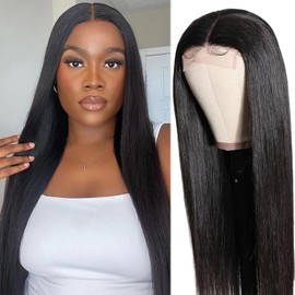 MEIYIFANG HAIR Straight Glueless Wig Lace Front Pre Cut Layered Wig long hair Adjustable button net 25 Inch for Black woman