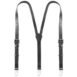 ZCXQM Genuine Leather Suspenders for Men Heavy Duty Y Back Mens Suspenders for Dress Pants Groomsmen Gift in Wedding(Black, 32in-45in)
