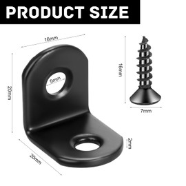 Aruicheng L Bracket Stainless Steel Corner Braces Right Angle Bracket 90 Degree Corner Bracket with 24 Screws Small L Brackets for Wood Shelves Furniture Black 12 Pcs