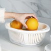 AOVEEW Double Layer Draining Basket Efficient Storage and Draining Transparent