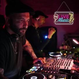 Horseneon Live Music Neon Sign Bright LED Wall Decoration for Music Venues, Bars, Clubs or Homes, USB Power Adjustable Brightness, Classic Song Theme Decoration