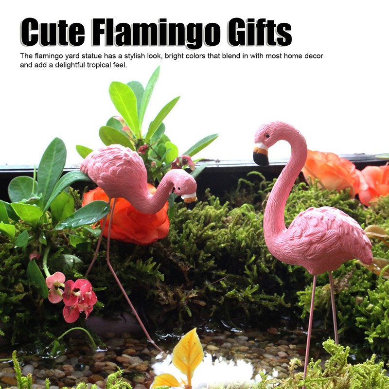 4 Pcs Pink Flamingo Garden Statue Fine Details Stylish Vivid