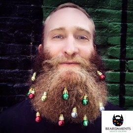 Beardaments - Beard Ornaments - Beard Baubles - (Pack of 12) with MINI-CLIPS.