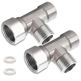 2 pieces 3/4 inch stainless steel T-piece swivel pipe fitting, 3/4 inch AGxAGxIG 304 stainless steel T-piece 90°, DN20 T-piece water connection, 3-way T-connector coupling for refrigeration system