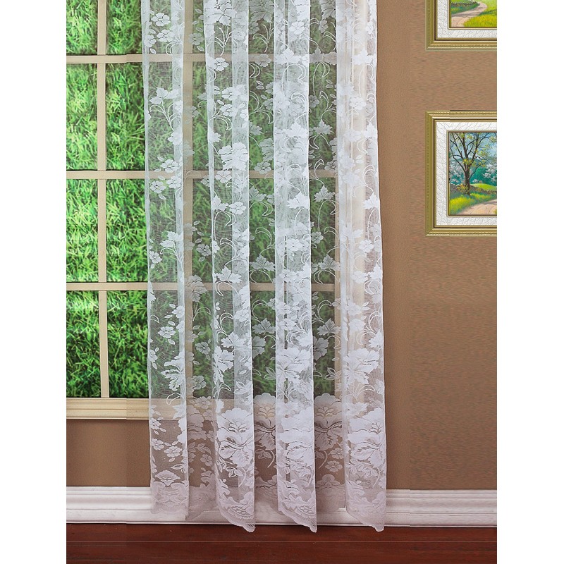 Today's Curtain Floral Vine Lace Panel 72", White, 60W x