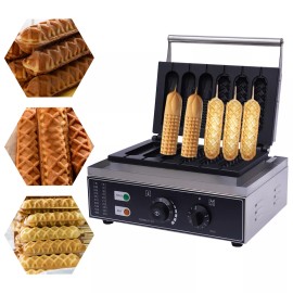 110V 1500W Commercial Waffle Corn Hot Dog Maker Nonstick For Home Restaurant