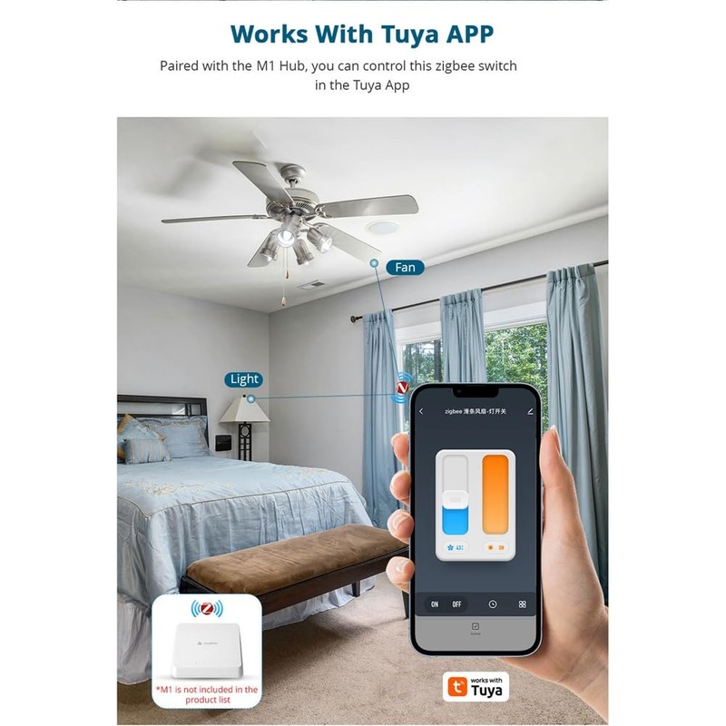Snblzhef Zigbee Touch and Slider Fan Light Control Switch, Smart
