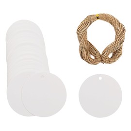 100 Pcs Blank Paper Tags Round Gift Tags Small Hanging Tags Craft Hang Tags Circle Present Tags with 20m String for Wedding Favor White