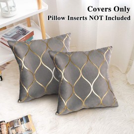 Hanrunsi Grey Cushions Covers 2 Pack 18"x 18" Cushion Cases Velvet Decorative Square Grey Cushions for Sofa Couch Bed Living Room Home Decor 45x45 cm