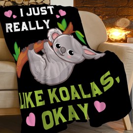 Koala Blanket Warm Soft Cozy I Just Rally Like Koalas Throw Blanket Gifts for Women Girls Plush Fluffy Koala Stuff Fleece Flannel Gifts Blankets for Kids Adults 50"X40"