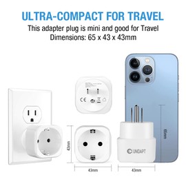 2 Pack European to US Plug Adapter, Unidapt Europe to USA Adapters, Travel from EU to American Outlets, Pin Converter German French Spanish to USA Canada Mexico, Type B