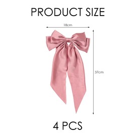 Pack of 4 Bow Hair Clips, Large Bow Hair Clips, Plain Bow Hair Clips, Streamer Bow Hair Clips, Women's Back Hair Clips, Cute Girls Hair Clips