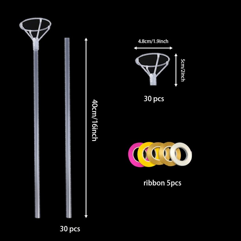 Balloon Sticks with Cups 30 Packs,16inch Long Clear Bobo Balloon