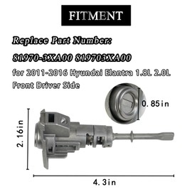 AUPARTIK Front Door Lock Cylinder with 2 Keys Fit for 2011-2016 Hyundai Elantra 1.8L 2.0L Driver Side Car Door Locks Set Replace 81970-3XA00 819703XA00