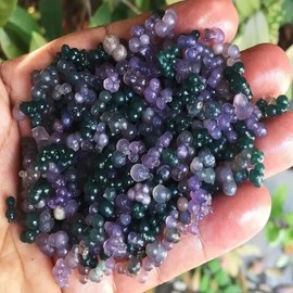 천연 보트리이달 칼세도니 별빛 보라색 포도 마노 곡물 표본, 100g [01 10G] Natural Botryoidal Chalcedony Starlight Purple Grape Agate Grain Sample, 100g [01 10G]