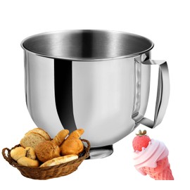 Stainless Steel Mixer Bowl, 5.5 QT, Compatible With KitchenAid Tilt-Head Stand Mixers 4.5-5 Quart