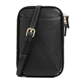 imeetu Smartphone Shoulder Pouch Women's Genuine Leather Mini Shoulder Bag with Elastic Key Chain Lightweight, Multifunctional, Simple, Casual, Stylish, Crossbody Shoulder Bag, Black