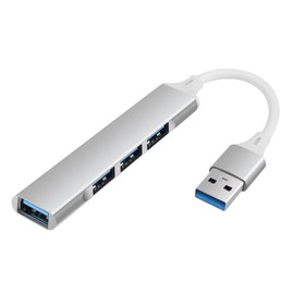 YACSEJAO 4-Port USB Hub, Ultra Slim USB 3.0 & 2.0 Expander Adapter Multi USB Port Data Hub for Notebook PC, Laptop, MAC, USB Flash Drives, and Mobile HDD, etc. (Silver)