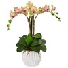Nearly Natural Phalaenopsis Orchid Silk Arrangement in White Vase