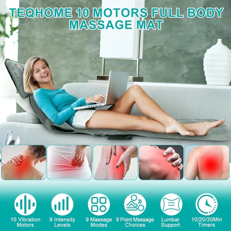 Full Body Electric Massage Mat w/Heat Vibration Massage Pad Cushion