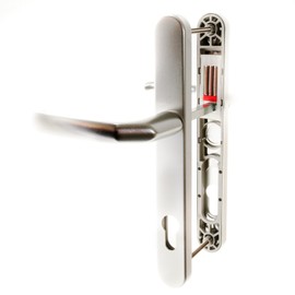 Hoppe Silver 'Birmingham' Pair Handle 92PZ or 92mm Sprung Lever UPVC Door Set, PVC PVCu Centre to centre fixings 215mm