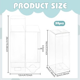 BENECREAT 30 Pcs PVC Transparent Plastic Case, Rectangular, 2.4 x 2.4 x 5.5 inches (6 x 6 x 14 cm), Includes Protective File, Folding Box, Gift Box, Display Box, Gift Box, Valentine's Day Wrapping