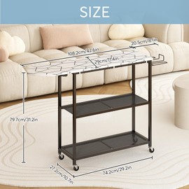 GILLAS Ironing Board with 2 Tier Storage Basket, Movable Ironing Board Full Size for Iron Rest & Clothes, Tabletop Ironing Boards, Ironing Stand Iron Boards Ironing Table Rustic, White