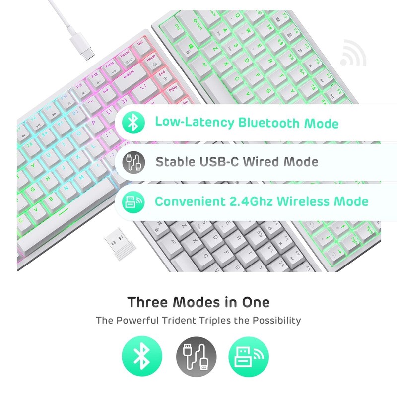 RK ROYAL KLUDGE RK84 Wireless RGB 75% Triple Mode BT5.0/2.4G/USB