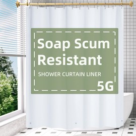 Amazer White Shower Curtain Liner with Magnets, 72x84 Plastic Shower Liner PEVA Waterproof Medium Weight Inside Shower Curtains Liner for Bathroom with Rustproof Grommet