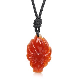 COAI Nine Tailed Fox Necklace Agate Necklace, Red Carnelian Necklace for Women
