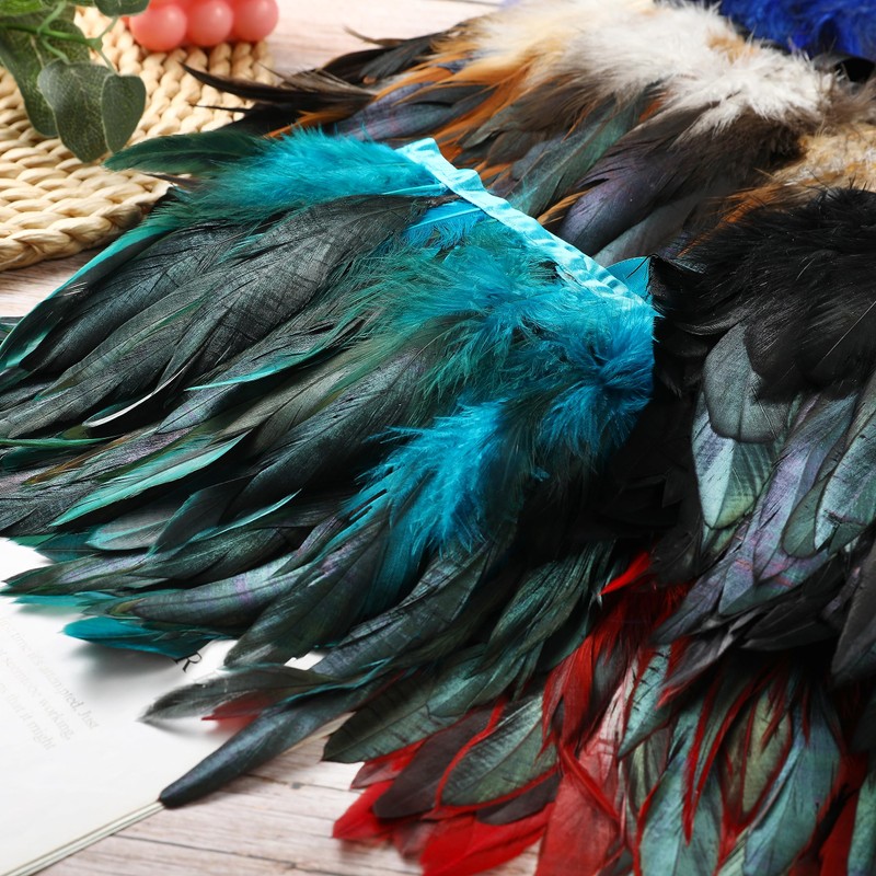 Holmgren Black Rooster Feather Trim for Costume Decoration 2 Yards