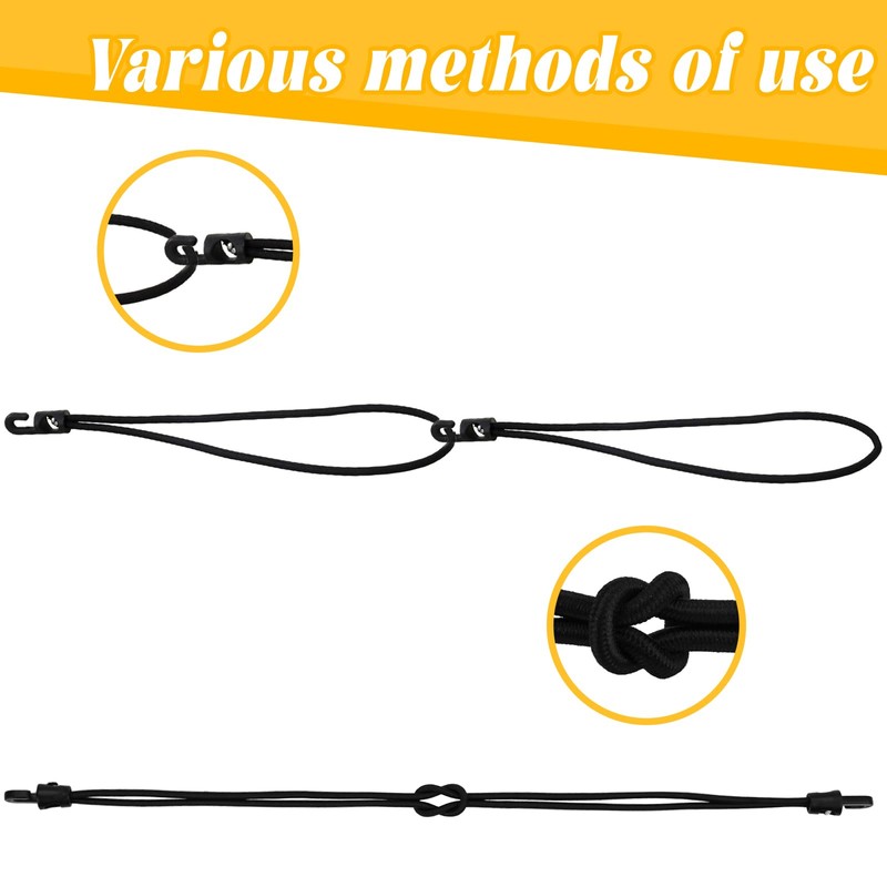 wonkeken 15-Piece Bungee Cords with Hooks - 25cm/9.8in Multi-Purpose Rubber