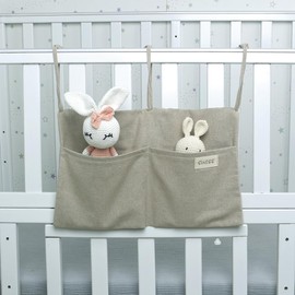 sugee Baby Bedside Hanging Storage Bag,Hanging Diaper Organizer for Crib 2 Pockets Organizer for Changing Table Baby Cribs and Book