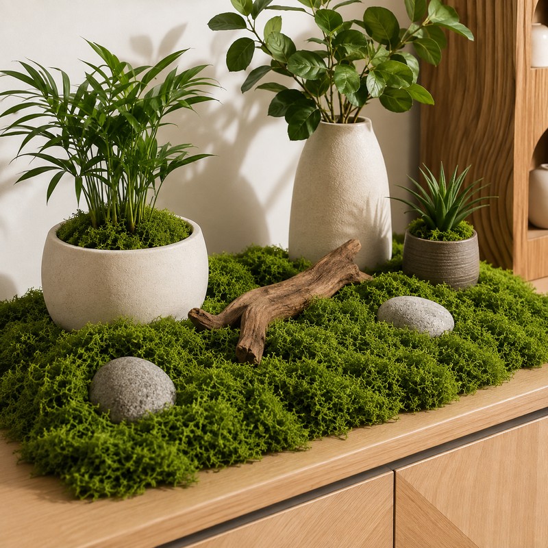 36ft Artificial Moss for DIY Crafts – Realistic Green Polyester