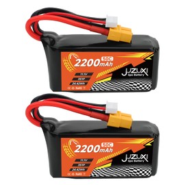 JUZUXI 2PCS 11.1V Lipo Battery 2200mAh 3S 50C Rechargeable Lithium Polymer Batteries with XH/XT60 Connector Molex Plug Compatible with FMS FCX24，Atlas RC Car Truck Truggy