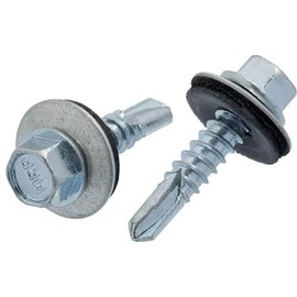 5.5mm x 25mm Silver Self-Drilling Roofing Screws Farmer Screws with EPDM Sealing Washer Painted (Pack of 50)