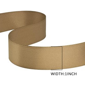 GTYBOVA Double Side 25mm x 91m Ribbon Champagne Gold Satin Ribbon 100% Polyester Multiple Colors Available Ideal for Gift Wrapping Crafts Wedding Decor Flower Bouquet