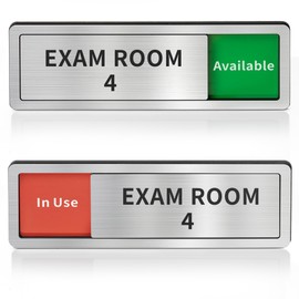 Exam Room Sign, Exam Room Numbers, In Use/Available Slider Door Signs for Therapists, School, Medical Office, Hospital-Easy Installation