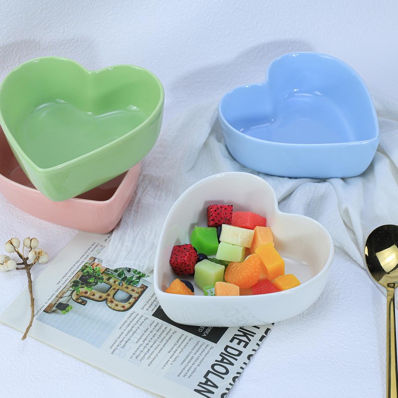 (Blue) - WAIT FLY Heart-Shaped Bowls for Salad Soup Snack