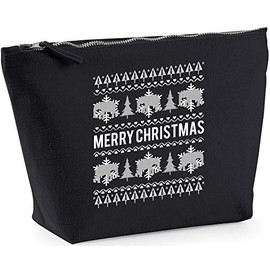 Hippowarehouse Merry elephant christmas printed make up cosmetic wash bag 18x19x9cm